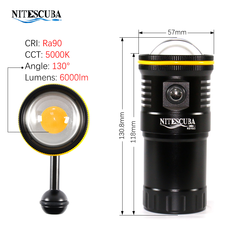 ضوء فيديو للغوص Nitescuba NSV6 - مراجعة Photography Lighting Angles وسعره