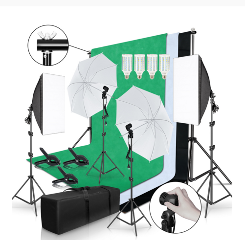 طقم تصوير احترافي كامل من Gold - مراجعة Photography Lighting And Backdrop Kits وسعره